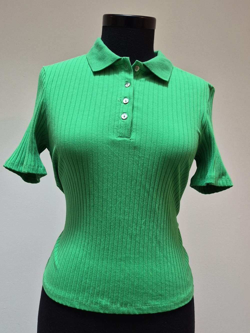 Only Bright Green Ribbed Polo Button-Front Top ($9 SALE ON TOPS) ❤️